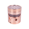 Molinillo de hierbas eléctricas de 63 mm de aleación de zinc amolador de humo, molinillo de humo de metal de cuatro capas con luz