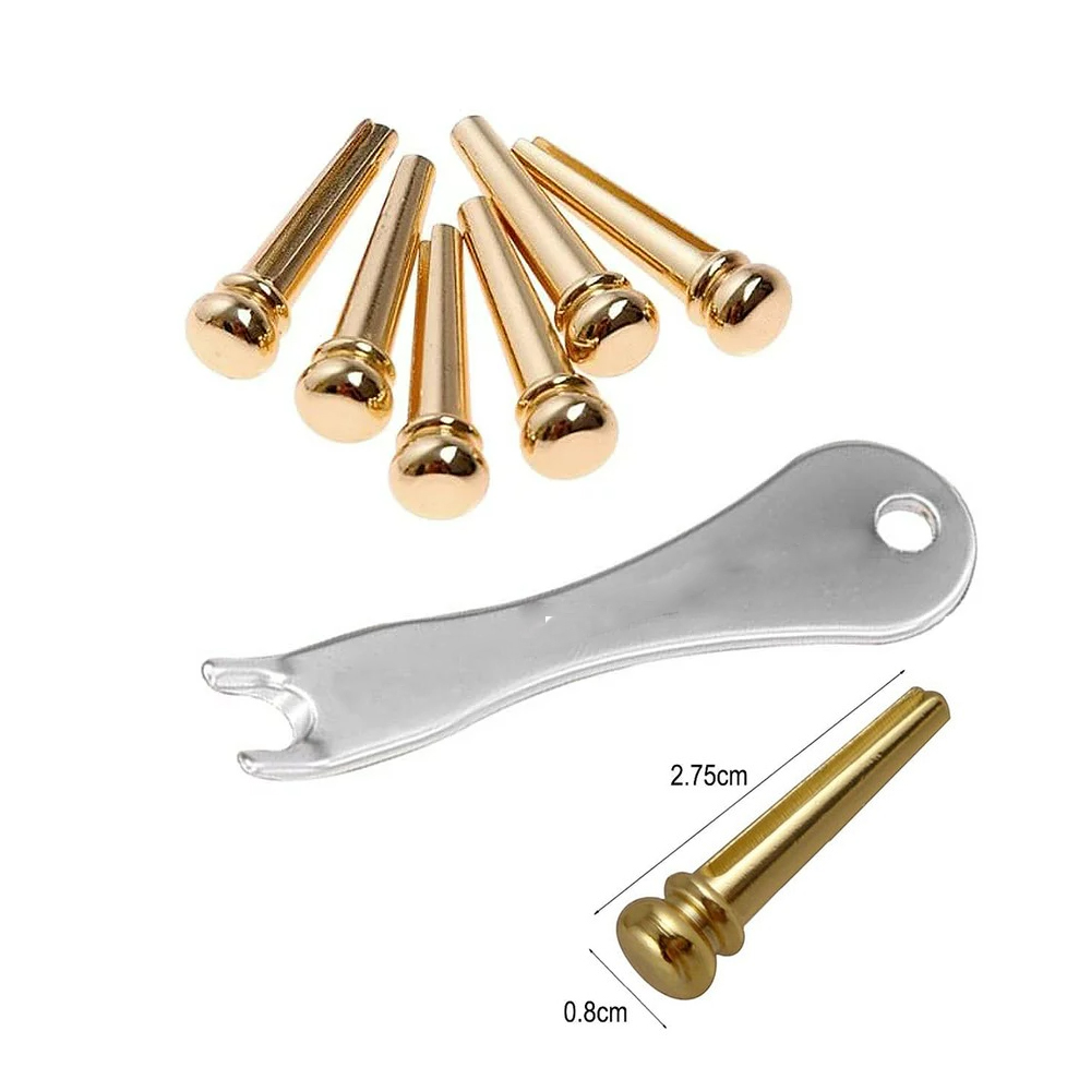  Pins de guitarra de latón Pins de guitarra Cuerdas de puentes de guitarra Pins de clavos de guitarra reemplazo de piezas de guitarra, dorado 